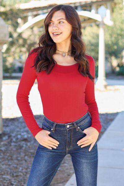 Basic Bae Full Size Round Neck Long Sleeve Bodysuit for All - Selvanelle