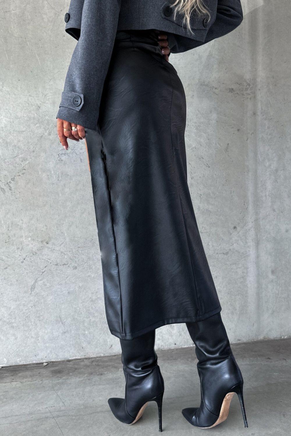 Slit Midi Skirt with Pockets for Chic Everyday Style