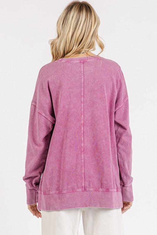 Mittoshop Flower Patch Side Slit Mineral Wash Sweatshirt