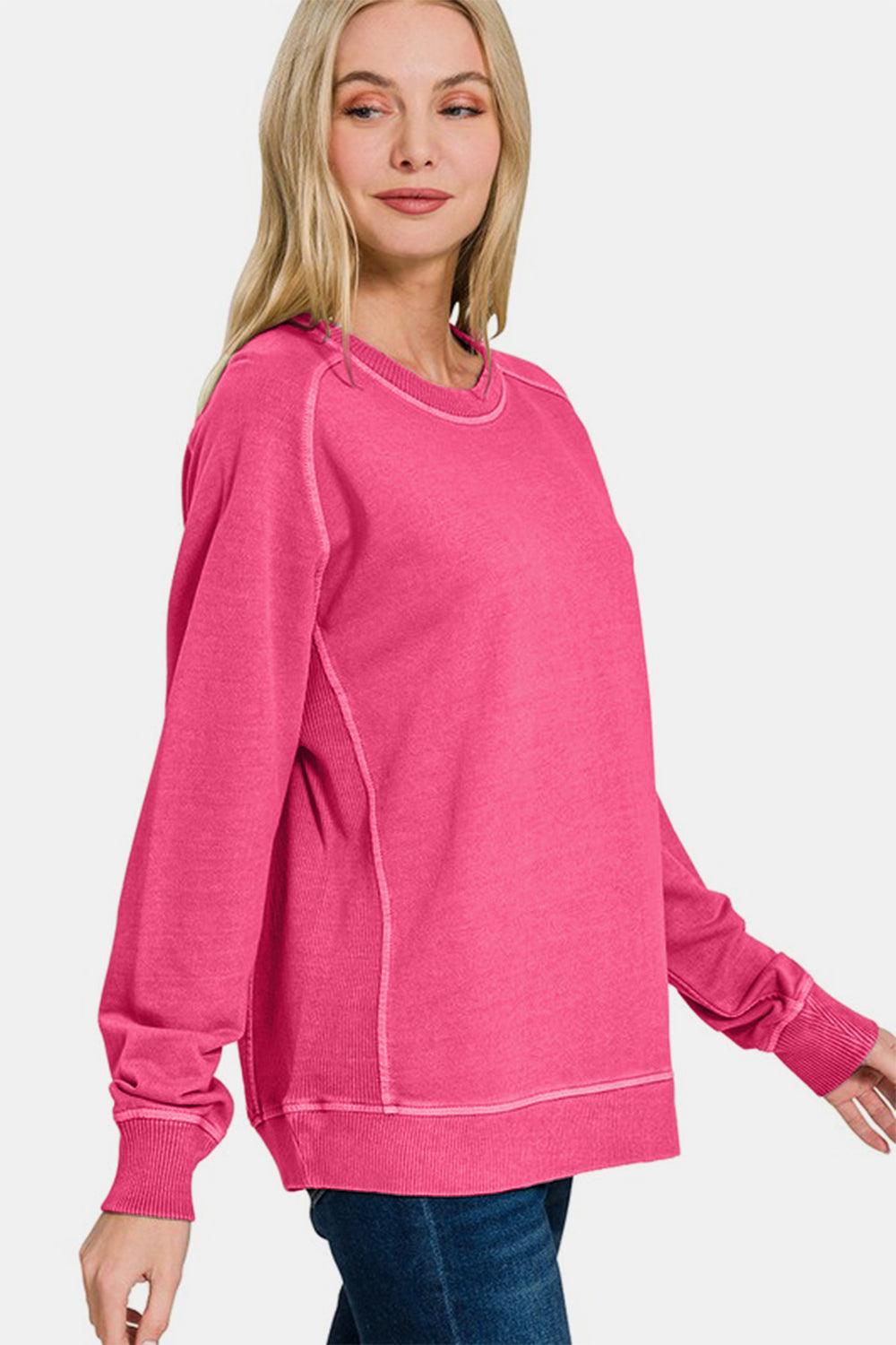 Zenana Full Size Pigment Dyed French Terry Sweatshirt Style