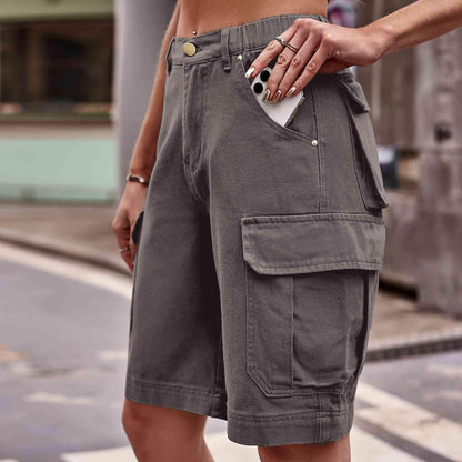 Denim Cargo Shorts with Pockets for Casual Style - Selvanelle