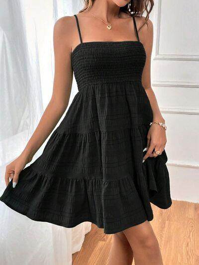 Tiered Smocked Square Neck Cami Dress for Casual Style - Selvanelle