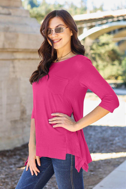 Basic Bae Full Size Round Neck Pocketed T-Shirt for Women - Selvanelle