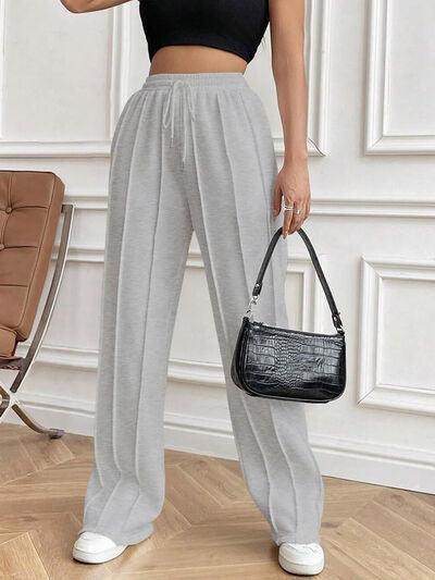 Drawstring Elastic Waist Pants with Pockets for Women - Selvanelle