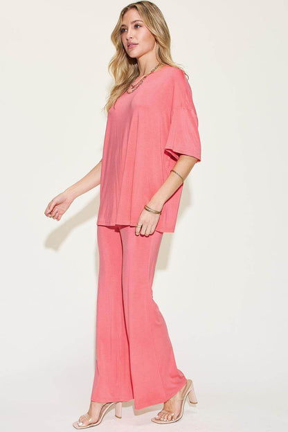 Basic Bae Full Size Bamboo Drop Shoulder T-Shirt Set - Selvanelle