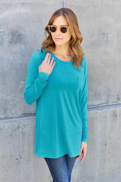 Basic Bae Full Size Round Neck Long Sleeve Top for Women - Selvanelle