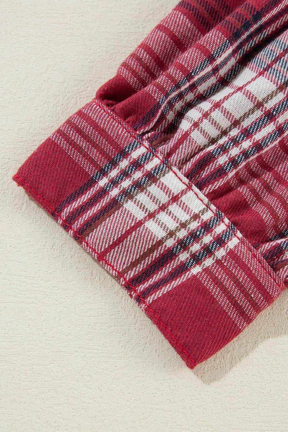Raw Hem Drawstring Plaid Denim Jacket for Women - Selvanelle