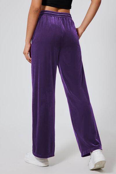 Drawstring Elastic Waist Straight Leg Pants for Women - Selvanelle