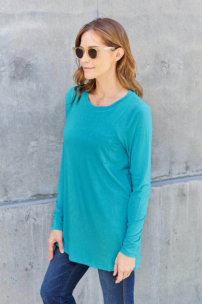 Basic Bae Full Size Round Neck Long Sleeve Top for Women - Selvanelle