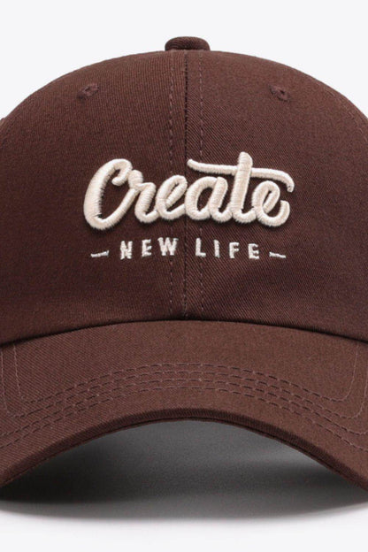 CREATE NEW LIFE Adjustable Cotton Baseball Cap for All Sizes - Selvanelle