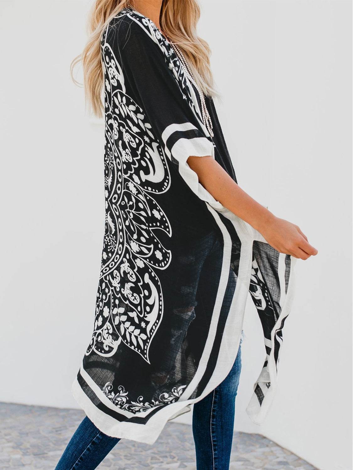Printed Open Front Cover-Up - Selvanelle