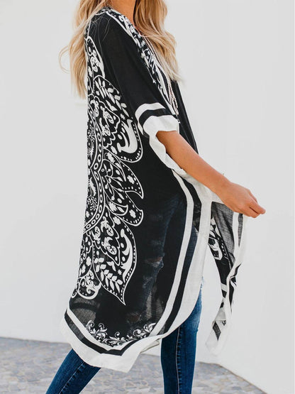 Printed Open Front Cover-Up - Selvanelle