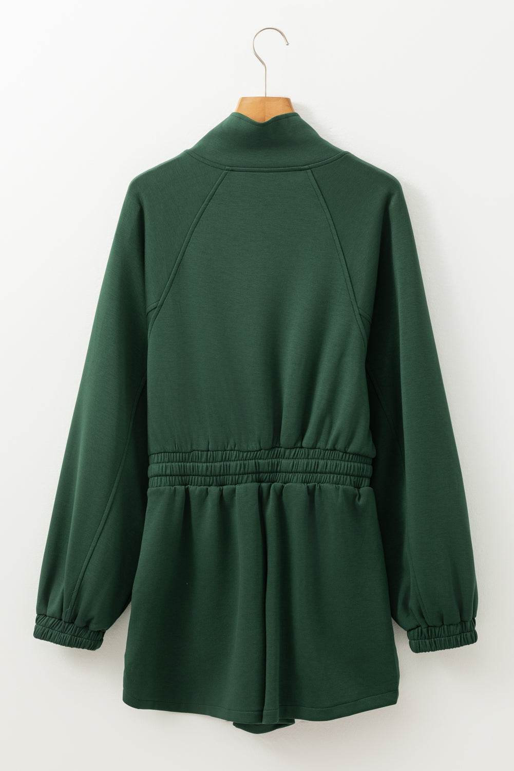 Drawstring Half Zip Long Sleeve Romper - Selvanelle