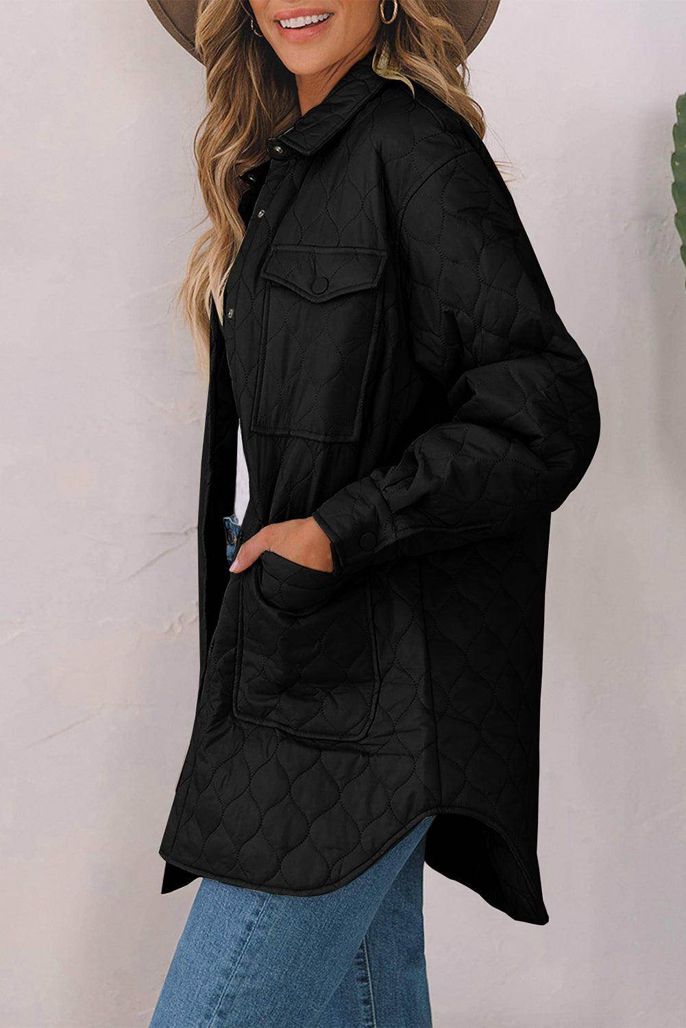 Snap Down Collared Winter Coat for Stylish Warmth - Selvanelle