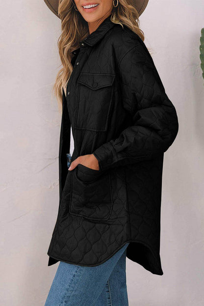 Snap Down Collared Winter Coat for Stylish Warmth - Selvanelle