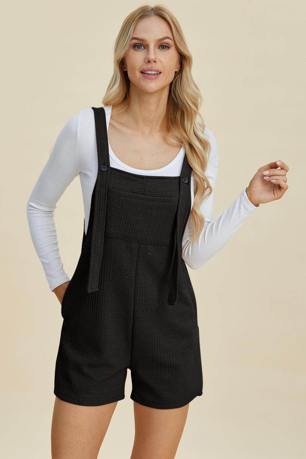 Double Take Full Size Texture Sleeveless Romper for Women - Selvanelle