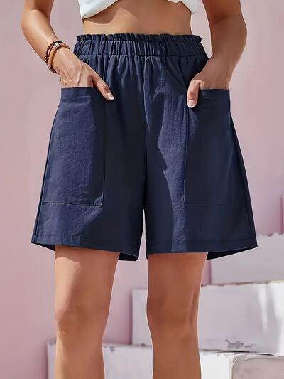 Full Size Pocketed Elastic Waist Shorts for Everyday Comfort - Selvanelle