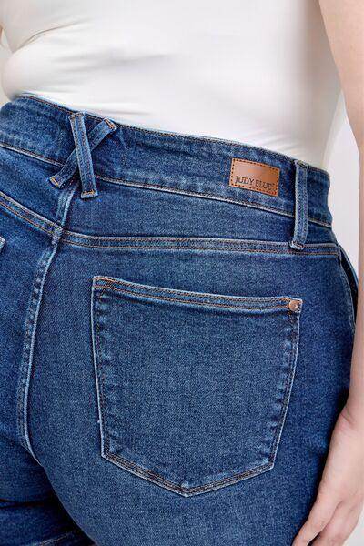 Judy Blue Full Size Double Button Waistband Denim Shorts Plus Size - Selvanelle
