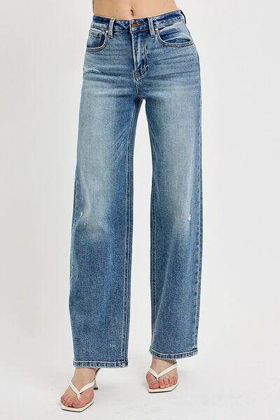 RISEN Full Size Distressed Wide Leg Jeans Plus Size Fashion - Selvanelle