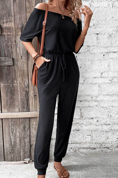 Perfee Off-Shoulder Jumpsuit with Pockets - Selvanelle