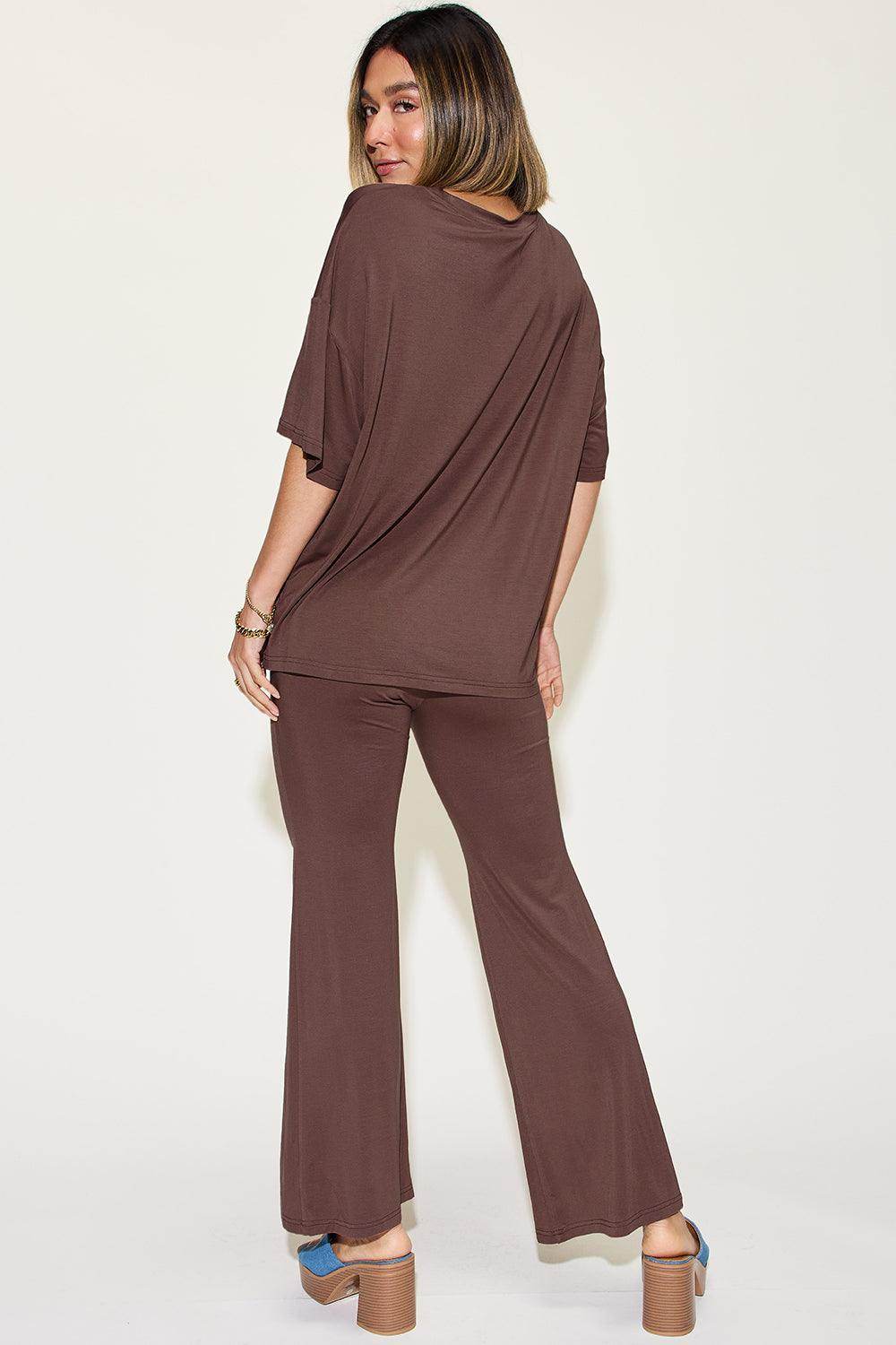 Basic Bae Full Size Bamboo Drop Shoulder T-Shirt Set - Selvanelle