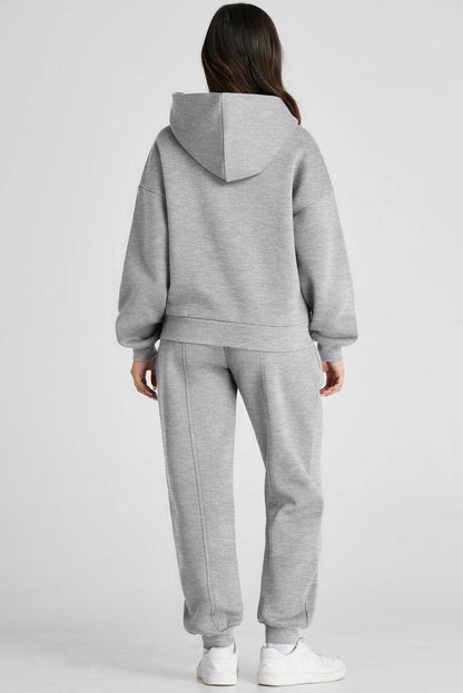Dropped Shoulder Long Sleeve Hoodie and Pants Active Set - Selvanelle