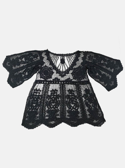 Lace Round Neck Cover-Up - Selvanelle