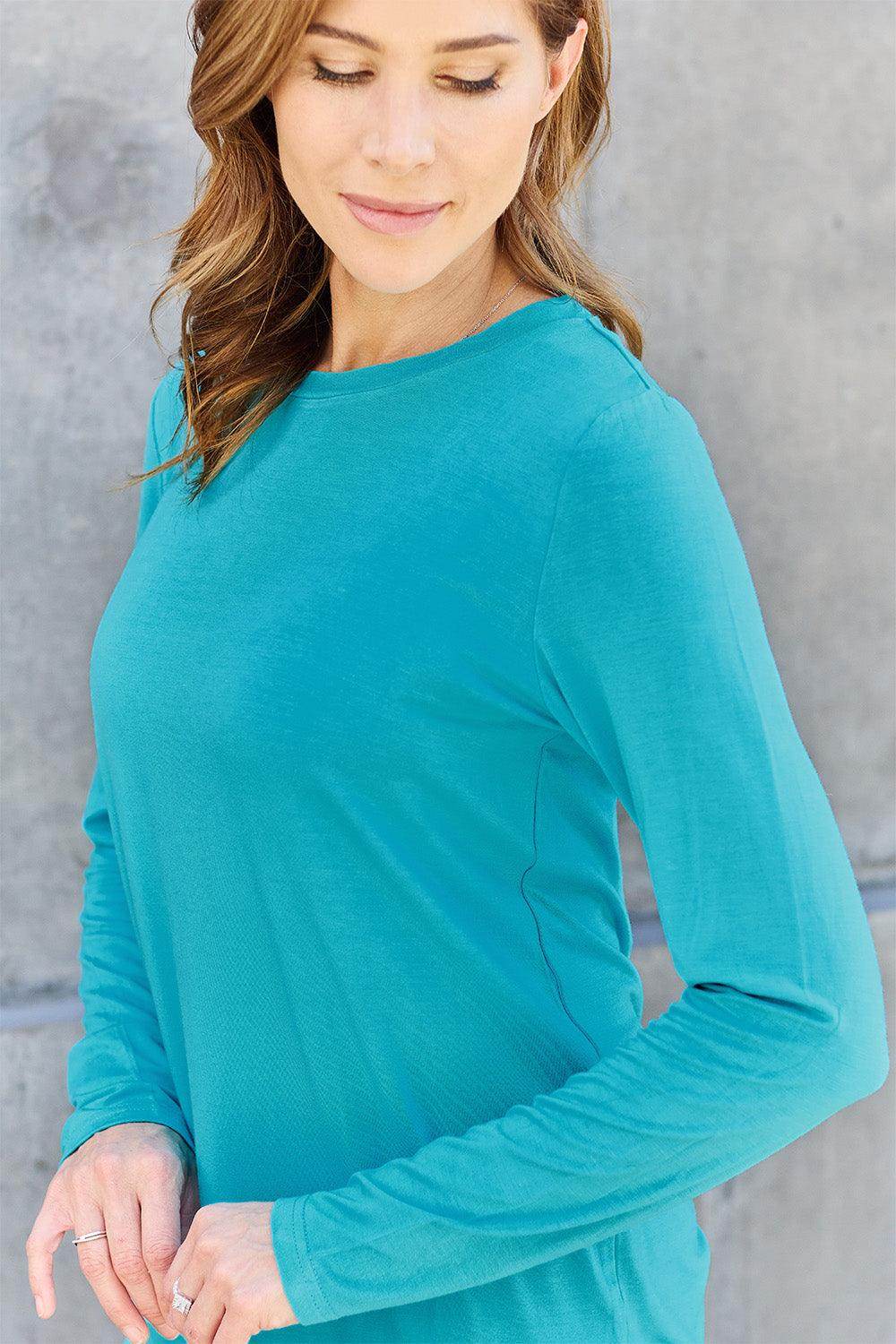 Basic Bae Full Size Round Neck Long Sleeve Top for Women - Selvanelle