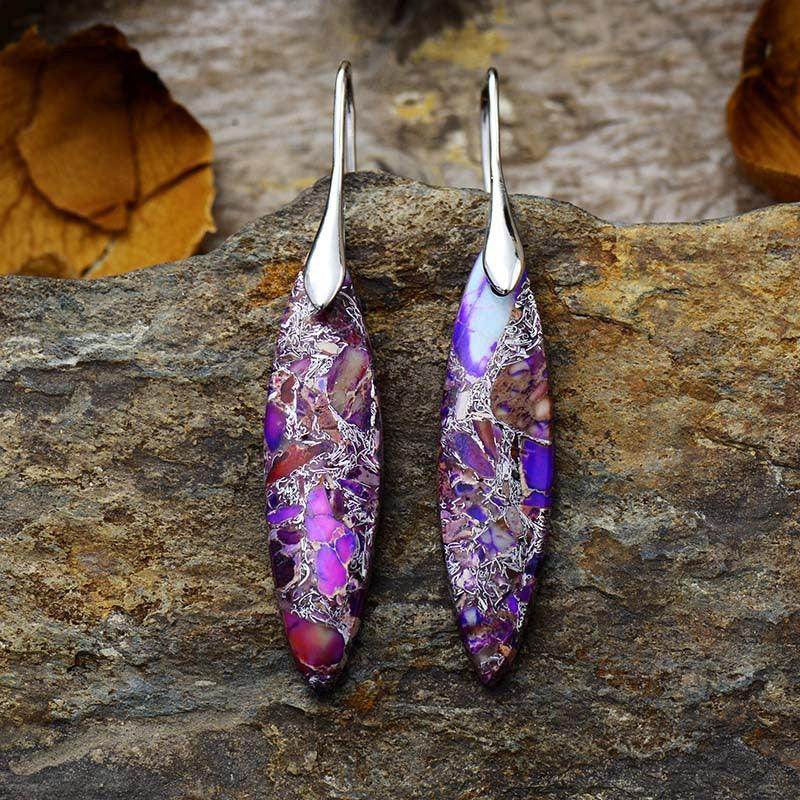 Copper Natural Stone Geometric Shape Earrings for Women - Selvanelle