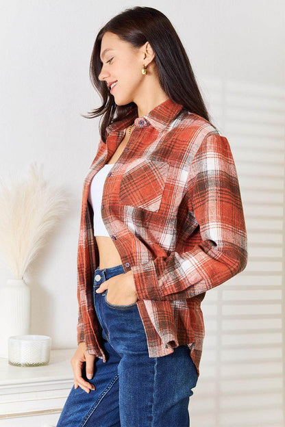 Plaid Collared Neck Long Sleeve Shirt for Stylish Outfits - Selvanelle