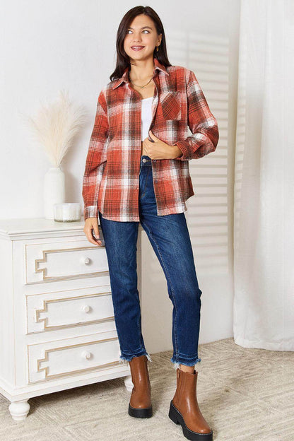 Plaid Collared Neck Long Sleeve Shirt for Stylish Outfits - Selvanelle