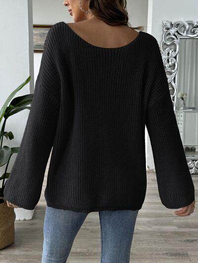 Bow Boat Neck Long Sleeve Sweater for Women Fashion - Selvanelle