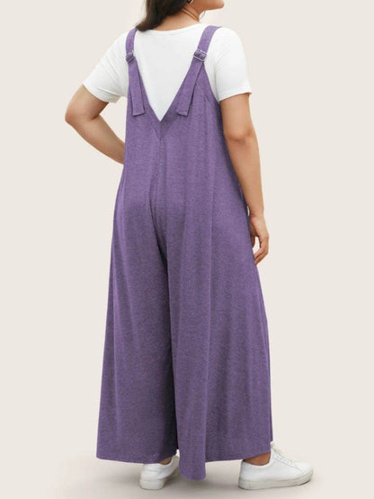 Full Size Pocketed Wide Leg Overalls - Selvanelle