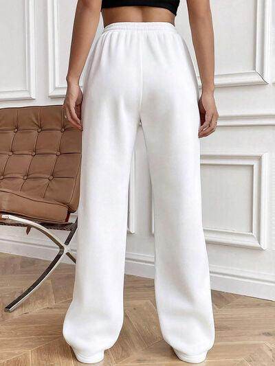 Drawstring Elastic Waist Pants with Pockets for Women - Selvanelle
