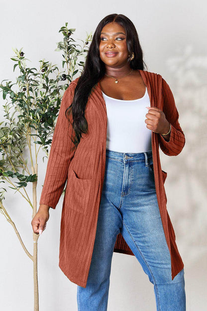 Basic Bae Full Size Hooded Sweater Cardigan for Women - Selvanelle