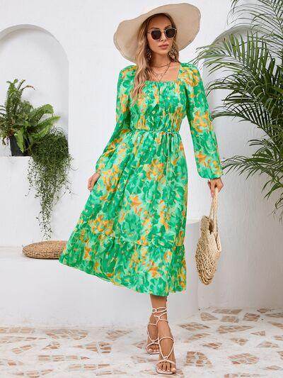 Stylish Printed Long Sleeve Midi Dress for All Occasions - Selvanelle