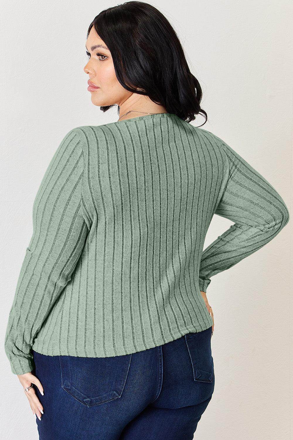 Basic Bae Full Size Ribbed Long Sleeve T-Shirt for Women - Selvanelle