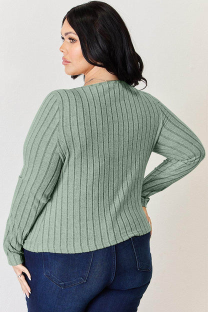 Basic Bae Full Size Ribbed Long Sleeve T-Shirt for Women - Selvanelle