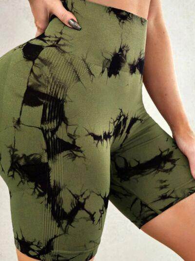 Tie-Dye High Waist Active Shorts for Women Workout Gear - Selvanelle