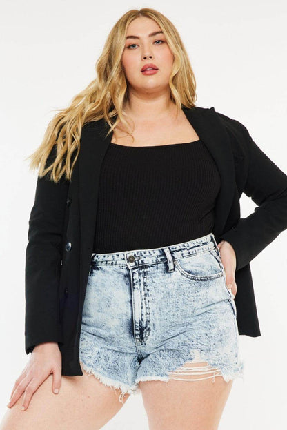 Kancan Full Size Distressed High Waist Denim Shorts for Women - Selvanelle
