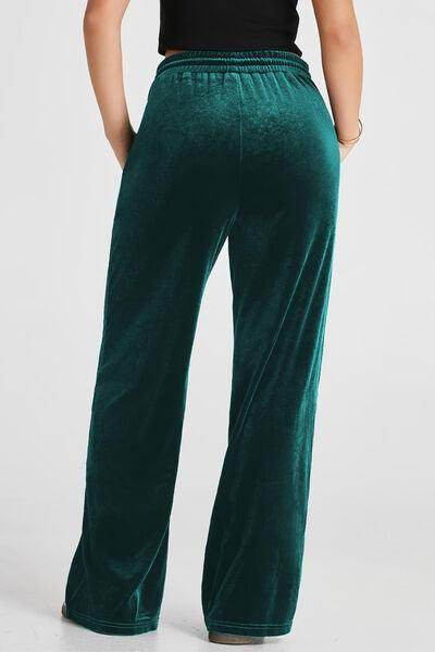 Drawstring Elastic Waist Straight Leg Pants for Women - Selvanelle