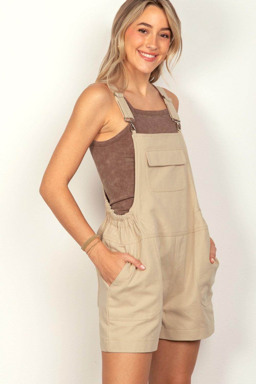 Very J Adjustable Suspender Overalls with Pockets for Women - Selvanelle