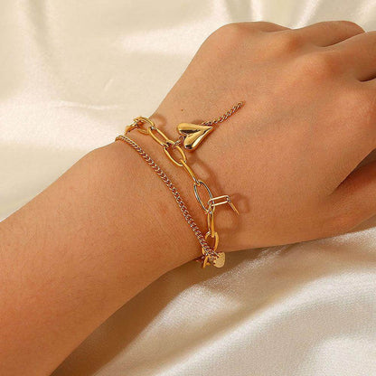 Stainless Steel Double Layered Charm Bracelet for Women - Selvanelle