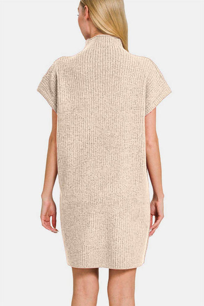 Zenana Short Sleeve Sweater Mini Dress for Stylish Comfort - Selvanelle