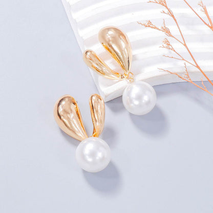 Alloy Drip Oil Bunny Earrings - Selvanelle