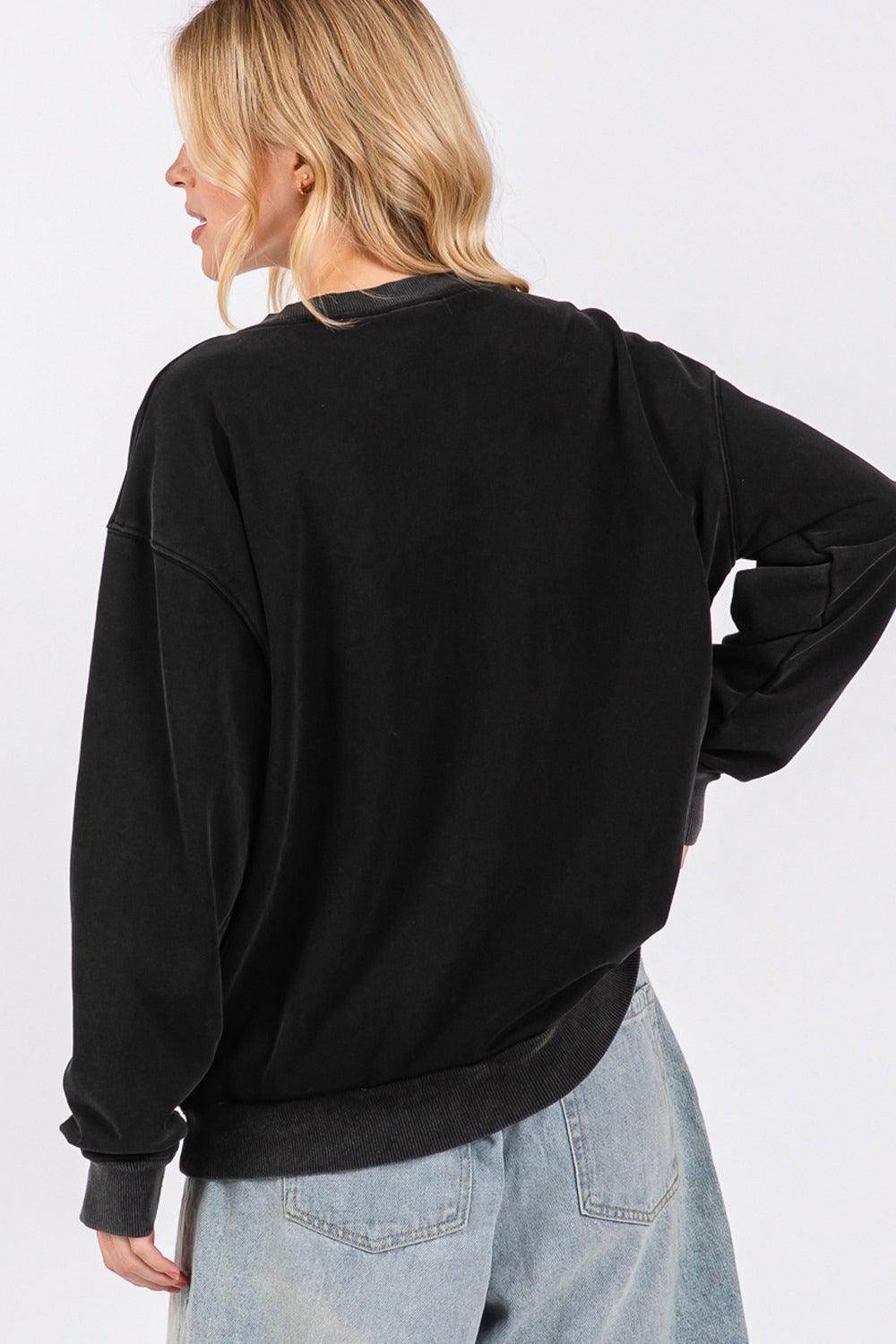SAGE + FIG USA Letter Patch Round Neck Sweatshirt for Style - Selvanelle