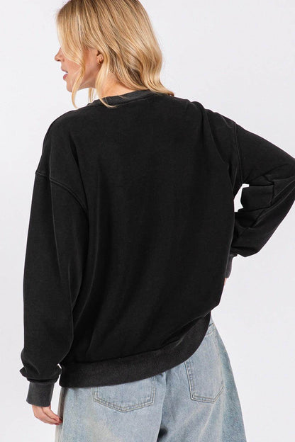 SAGE + FIG USA Letter Patch Round Neck Sweatshirt for Style - Selvanelle