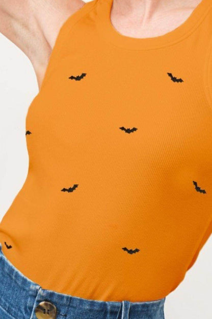 And The Why Bat Embroidered Ribbed Tank for Women - Selvanelle