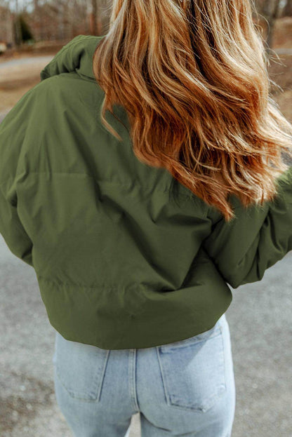 Zip Up Collared Neck Coat with Pockets for Women - Selvanelle