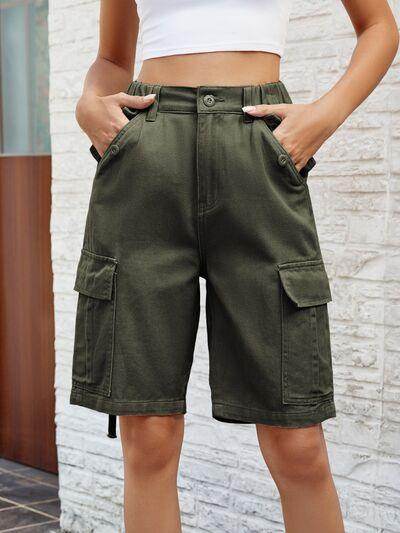 High Waist Denim Shorts with Pockets for Women - Selvanelle